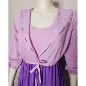 Vintage 1960s Nightgown and Robe, Purple, Colourblocked, Loungewear